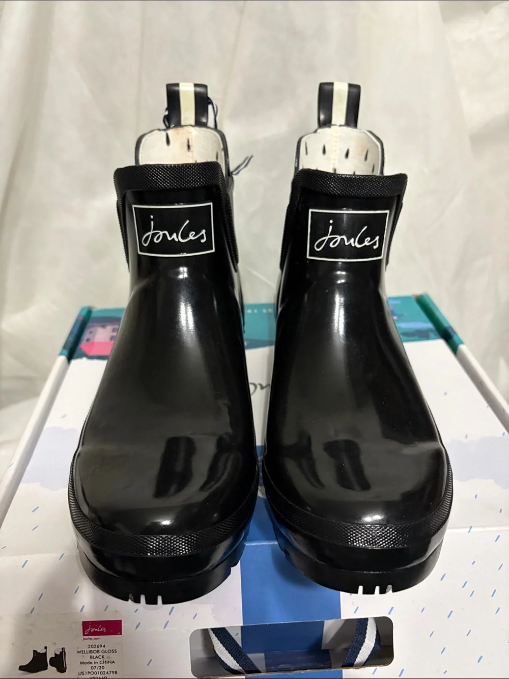 Joules Black Rain Ankle Boots size US 8 NWT